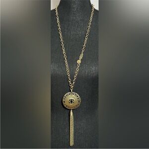 Chico's Gold Medallion Necklace with Tassel